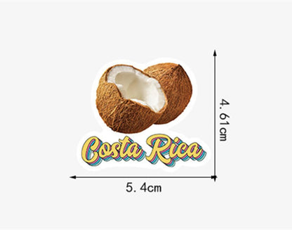 Costa Rica Stickers for Kids Girls Adults, 50 Pcs Aesthetic Pura Vida Graffiti Vinyl Decals for Decor Laptops Water Bottles Scrapbook Helmet, Costa Rica Summer Tropical City Sticker