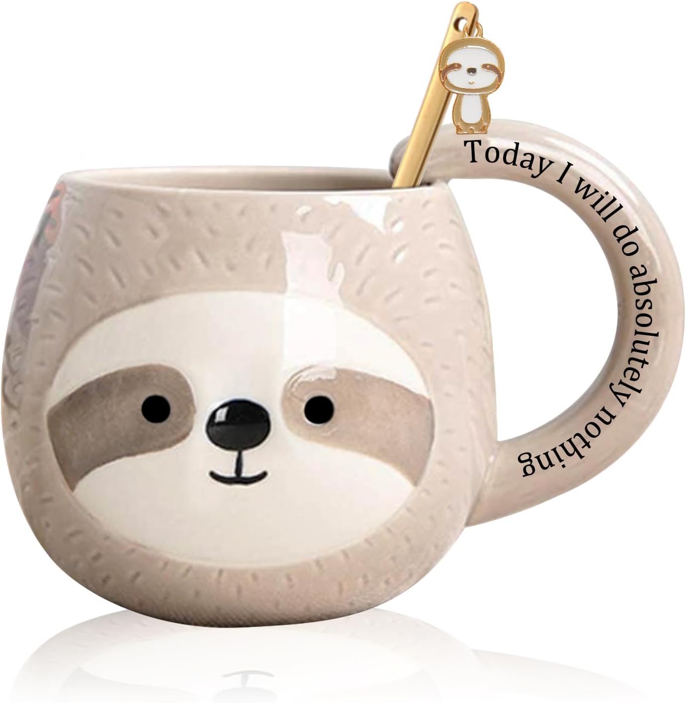 Novelty Sloth Coffee Mug, Cute Travel Tea Mugs, Animal Cup, Cartoon 3D Ceramic Drinkware for Sloths Lovers, Funny Sloth Gifts for Women and Men,Birthday Christmas Gifts, 11Oz /330Ml