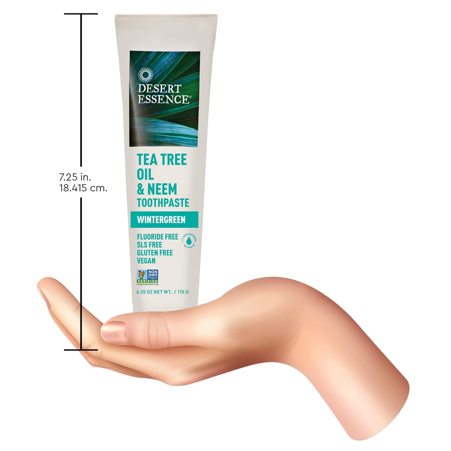 Tea Tree Oil & Neem Toothpaste - Fluoride-Free, Gluten-Free, SLS Free Formula - Vegan, Herbal Toothpaste for Plaque Reduction - Wintergreen Flavor, 6.25 Oz