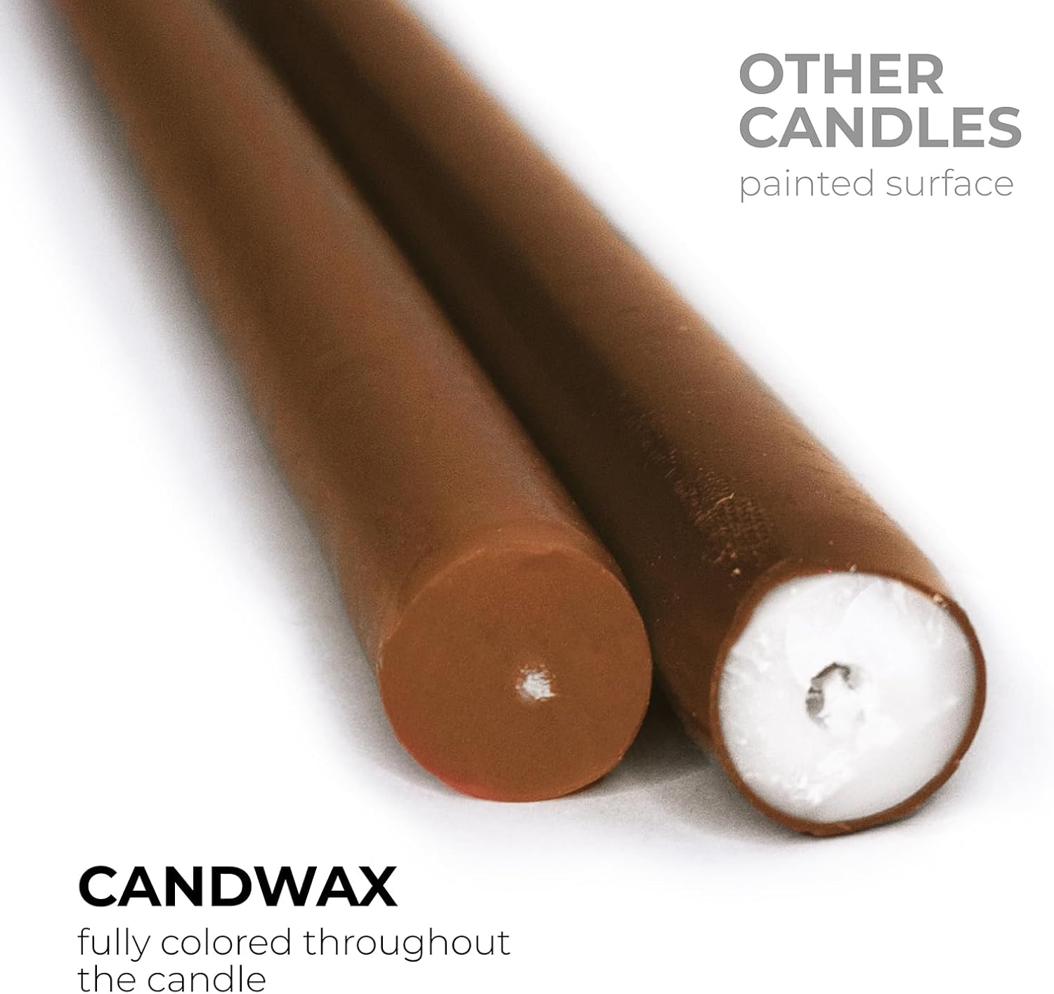 12 Inch Taper Candles Set of 4 - Dripless and Smokeless Unscented - Slow Burning Candle Sticks - Brown Candles