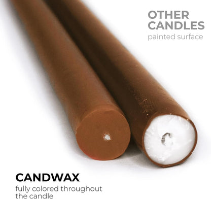 12 Inch Taper Candles Set of 4 - Dripless and Smokeless Unscented - Slow Burning Candle Sticks - Brown Candles