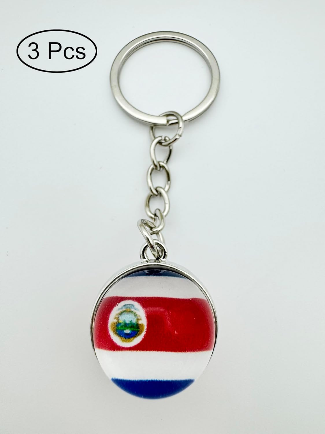 3 Pcs Costa Rica Flag Key Chain,Cool Keychain for Car Keys, Stainless Steel Keyrings & Keychains,Used for Home Decoration, Jewelry Hanging Decorations.