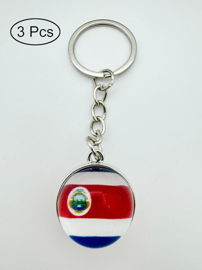 3 Pcs Costa Rica Flag Key Chain,Cool Keychain for Car Keys, Stainless Steel Keyrings & Keychains,Used for Home Decoration, Jewelry Hanging Decorations.