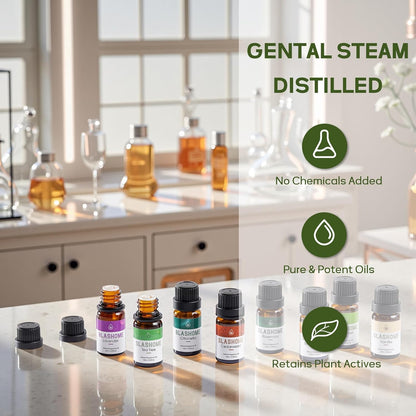 Essential Oils for Diffusers for Home – 12-Pack Essential Oil Set for Sleep & Refreshing Scents – Premium Aromatherapy Diffuser Oils Scents for Home in Wooden Gift Box
