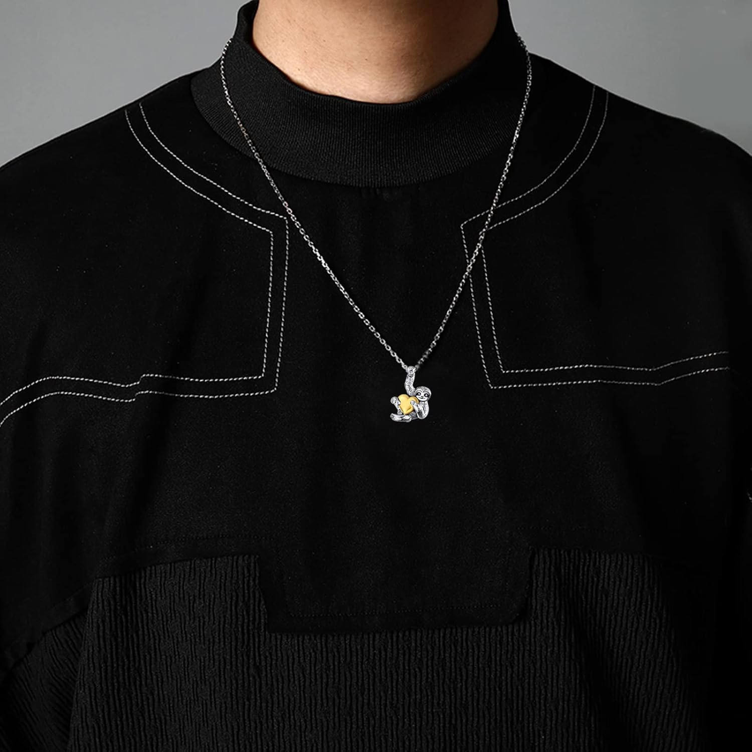 Sloth Necklace Gifts Sterling Silver Sloth Pendant Necklace Heart Sloth Jewelry for Women Men