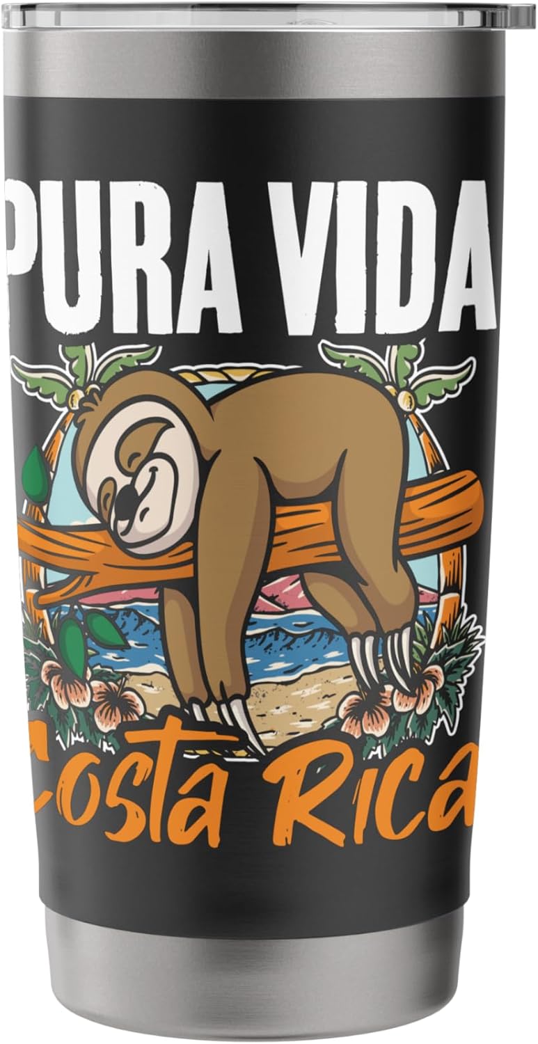 Sloth Beach Vacation Tropical Sloths Pura Vida Costa Rica Stainless Steel Insulated Tumbler