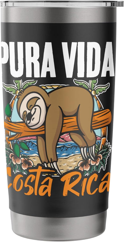 Sloth Beach Vacation Tropical Sloths Pura Vida Costa Rica Stainless Steel Insulated Tumbler