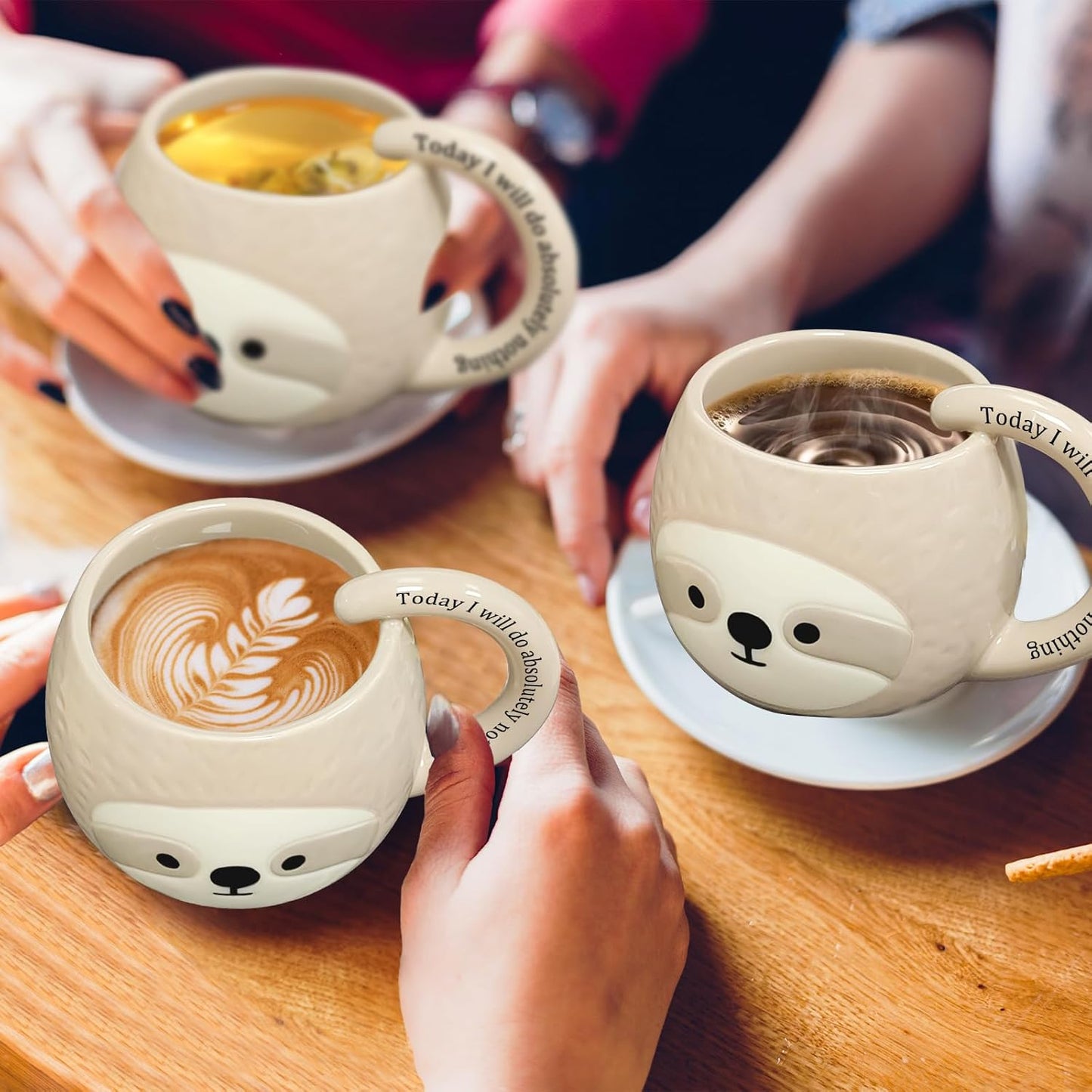 Novelty Sloth Coffee Mug, Cute Travel Tea Mugs, Animal Cup, Cartoon 3D Ceramic Drinkware for Sloths Lovers, Funny Sloth Gifts for Women and Men,Birthday Christmas Gifts, 11Oz /330Ml