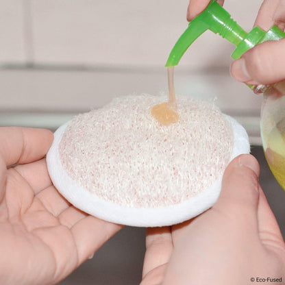 Loofah Pads (Pack of 5) - Exfoliating Scrubbing Sponges - Natural Luffa Material - Essential Skin Care Product - for Shower/Bath - Fibrous Texture - Perfect for Face/Body Wash - Wet It and Apply Soap