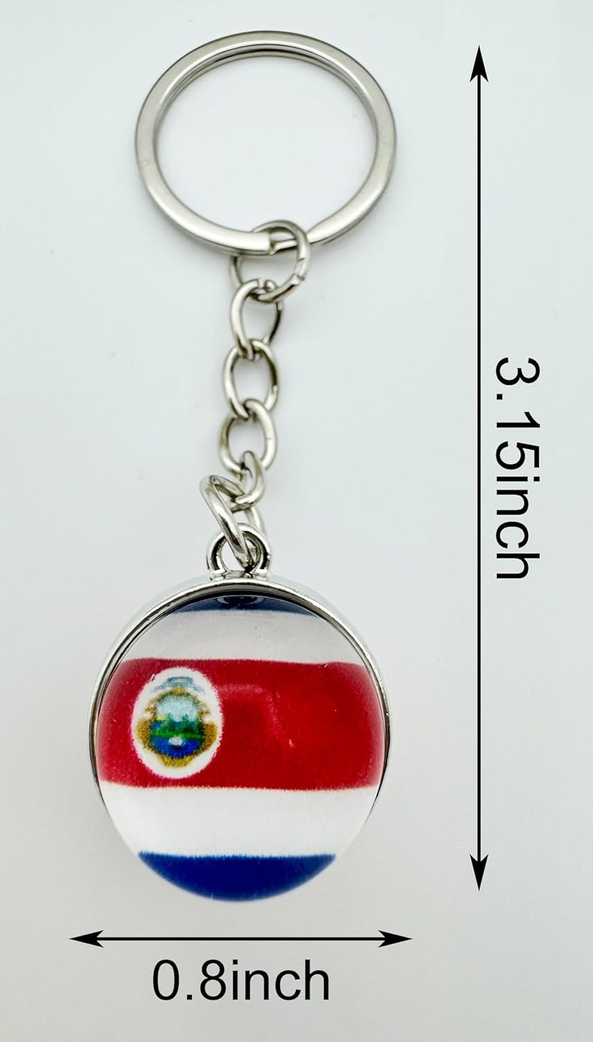 3 Pcs Costa Rica Flag Key Chain,Cool Keychain for Car Keys, Stainless Steel Keyrings & Keychains,Used for Home Decoration, Jewelry Hanging Decorations.
