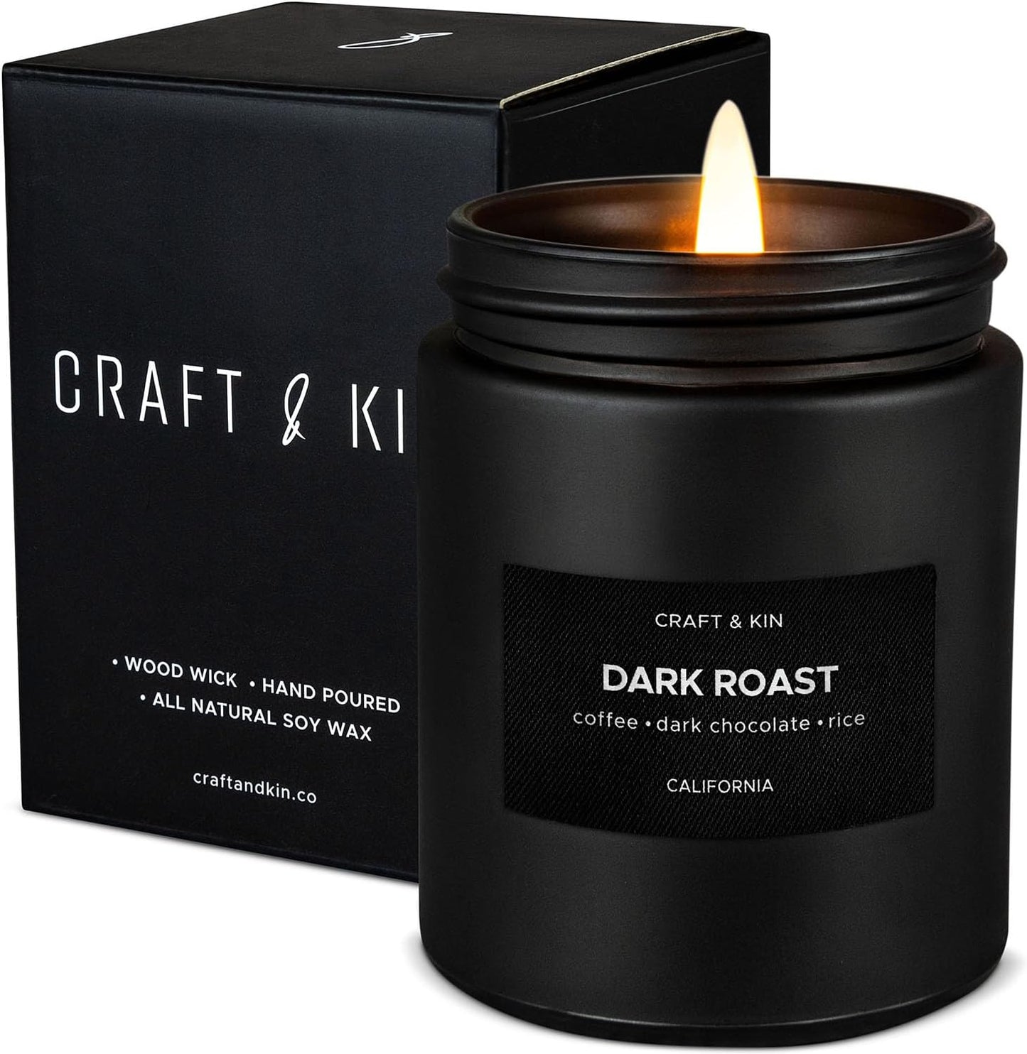 Premium Dark Roast Coffee Candle | Black Christmas Scented Candles for Home | Long Lasting with 45 Hour Burn Time, 7.6Oz | Soy Holiday Candle | Aromatherapy at Home | Gifts for Men