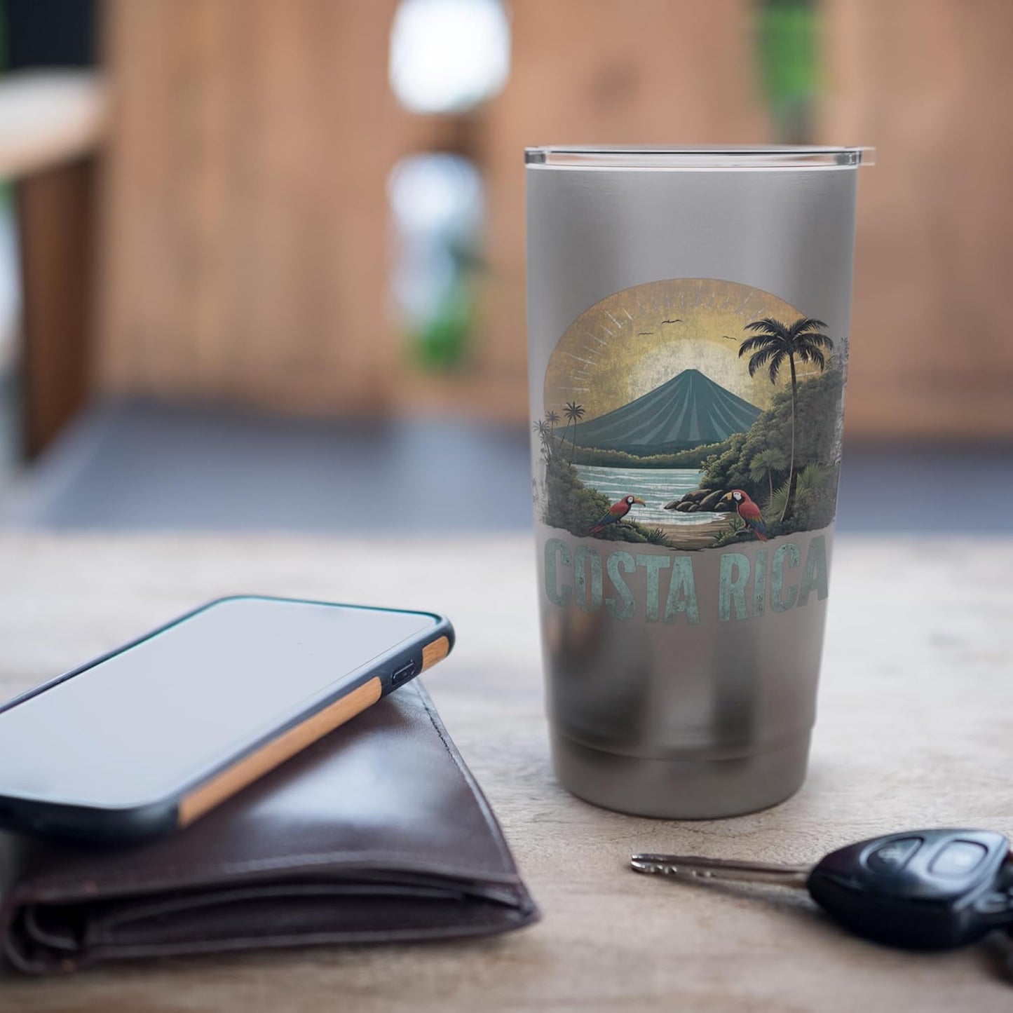 Retro Costa Rica Landscape Vintage Souvenir Stainless Steel Insulated Tumbler