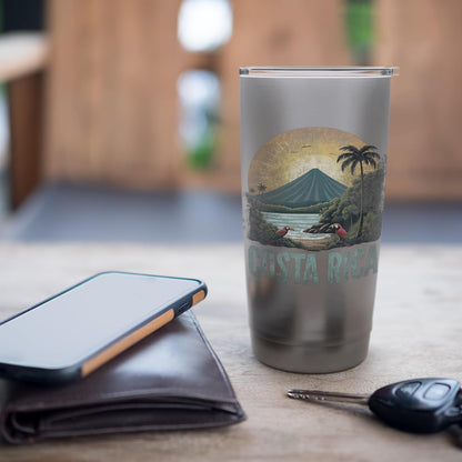 Retro Costa Rica Landscape Vintage Souvenir Stainless Steel Insulated Tumbler