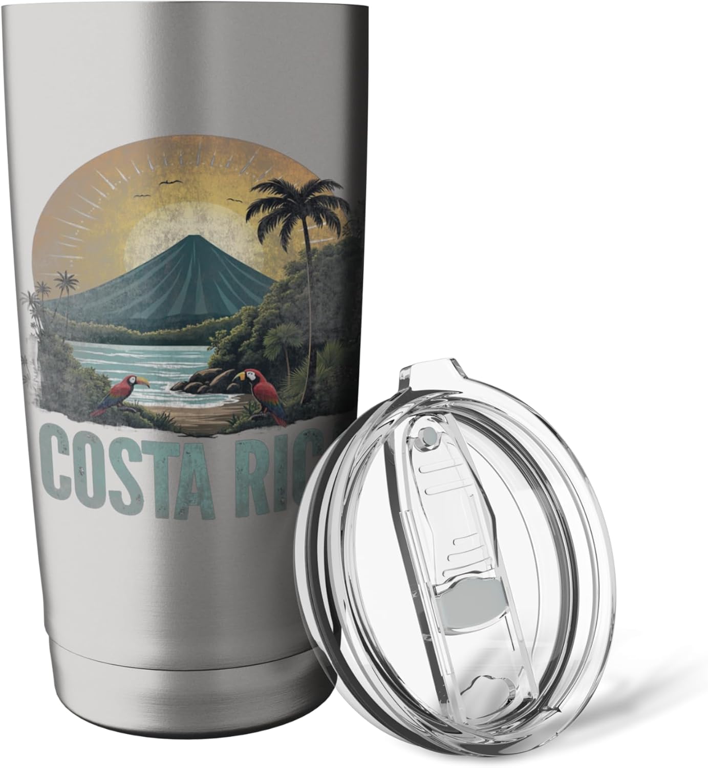 Retro Costa Rica Landscape Vintage Souvenir Stainless Steel Insulated Tumbler