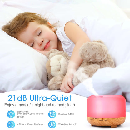 500Ml Premium, Essential Oil Diffuser, 5 in 1 Ultrasonic Aromatherapy Fragrant Oil Humidifier Vaporizer, Timer and Auto-Off Safety Switch, 7 LED Light Colors