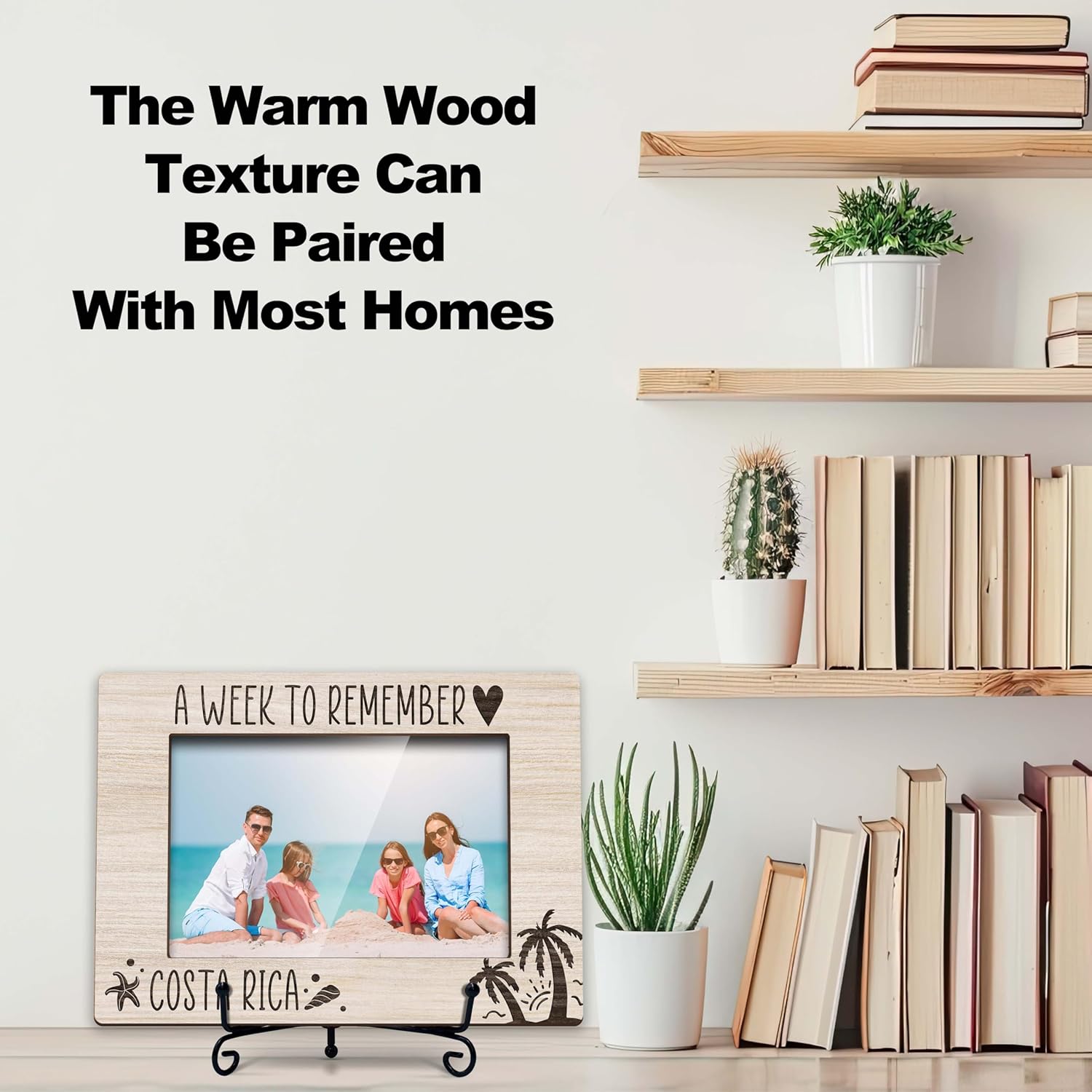 Costa Rica Picture Travel Frame, Beach Theme Frame, Family Vacation Picture Frame, Gifts for Couples, Couple Picture Frames 4X6, Wooden Photo Frame -L01