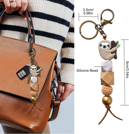 Sloth Gifts Bead Charm Cute Sloth Keychain Backpack Tassel Accessories Bag Charm for Sloth Lover
