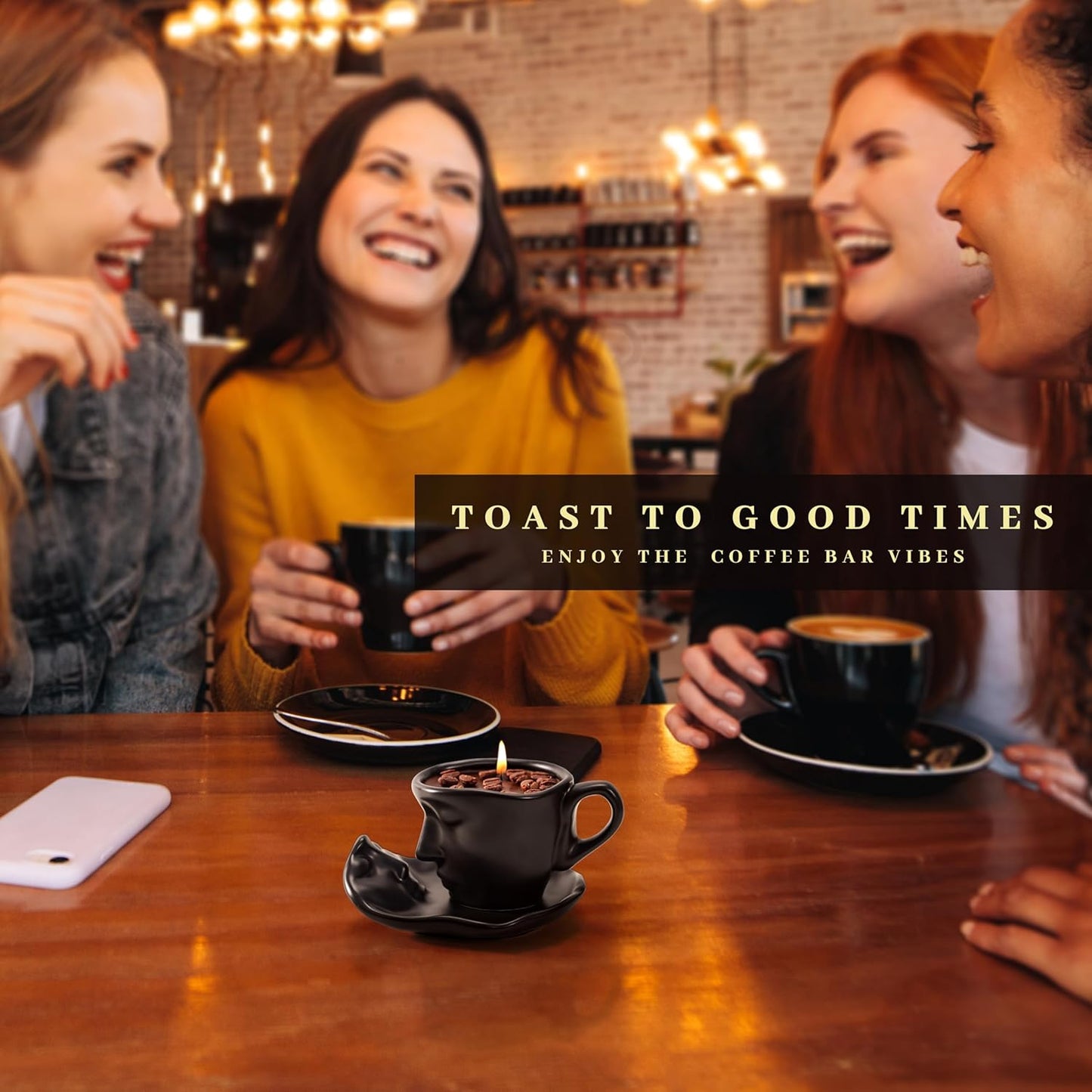 Scented Candle Gift Set - 8.5 Oz Coffee Cup Candles with Spoons, Long-Lasting Soy Wax Candles, Relaxing Vanilla Latte Scents, Home Decor Gifts for Coffee Lovers, Men, Women, Dad, Birthday, Christmas