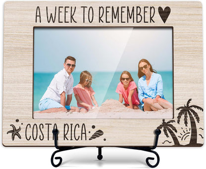 Costa Rica Picture Travel Frame, Beach Theme Frame, Family Vacation Picture Frame, Gifts for Couples, Couple Picture Frames 4X6, Wooden Photo Frame -L01
