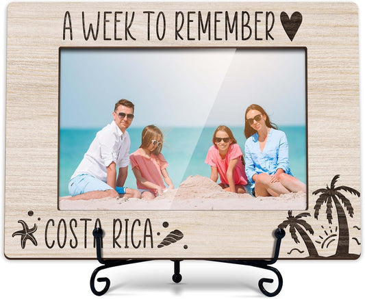 Costa Rica Picture Travel Frame, Beach Theme Frame, Family Vacation Picture Frame, Gifts for Couples, Couple Picture Frames 4X6, Wooden Photo Frame -L01