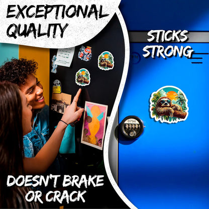 Sloth Magnet 4 Inch 2-Pack Lazy Climber – Strong Vinyl Decorative Animal Magnets for Fridge Locker Kitchen Office – Cute Fun Aesthetic Cool Durable & Long-Lasting Souvenir ID44999