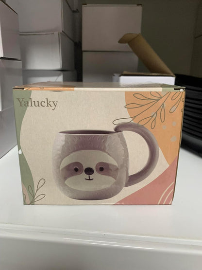Novelty Sloth Coffee Mug, Cute Travel Tea Mugs, Animal Cup, Cartoon 3D Ceramic Drinkware for Sloths Lovers, Funny Sloth Gifts for Women and Men,Birthday Christmas Gifts, 11Oz /330Ml