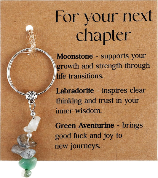Crystal Keychain for Bag, Natural Stone Good Luck Meaningful Gift Charm for New Job, Graduation, Worker Retirement, Women Breakup Key Chains, Divorce Gifts