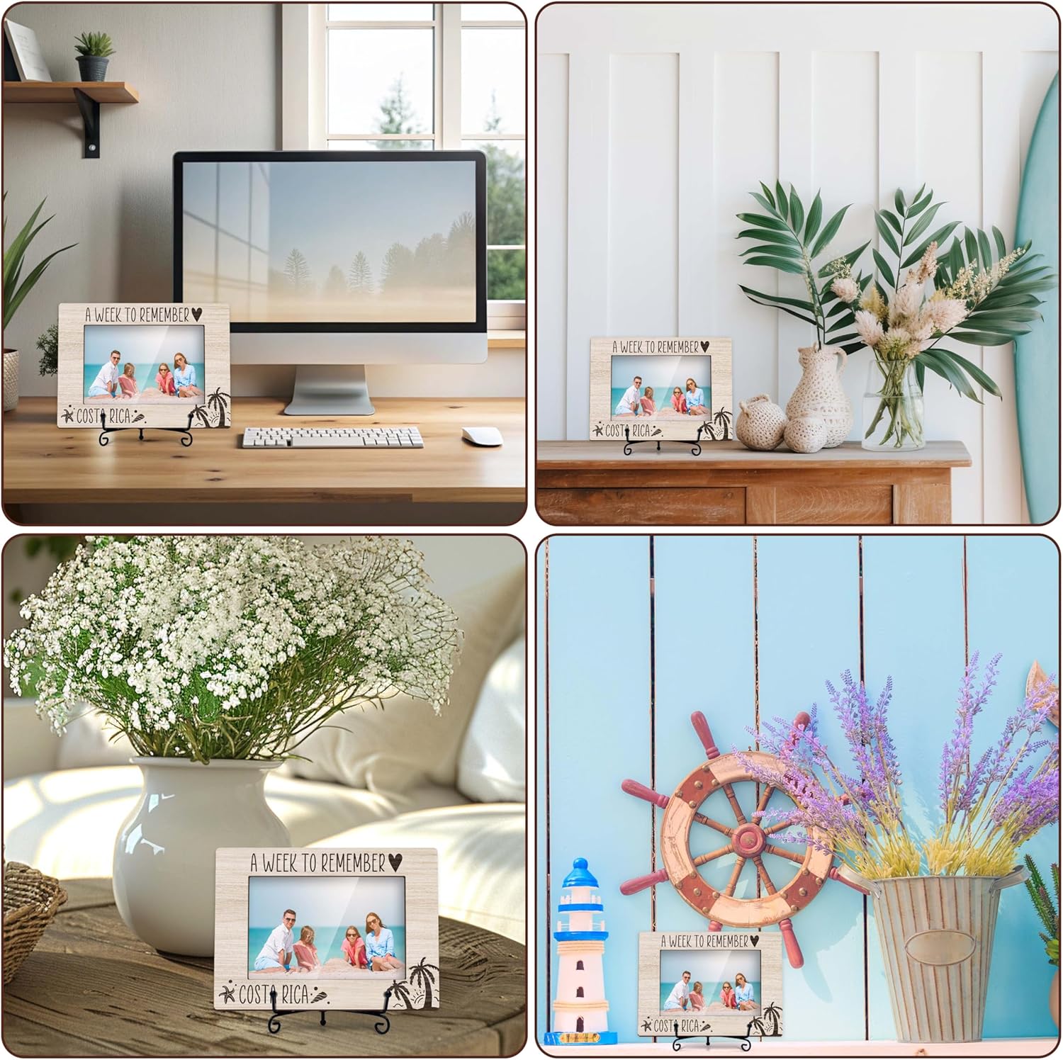 Costa Rica Picture Travel Frame, Beach Theme Frame, Family Vacation Picture Frame, Gifts for Couples, Couple Picture Frames 4X6, Wooden Photo Frame -L01