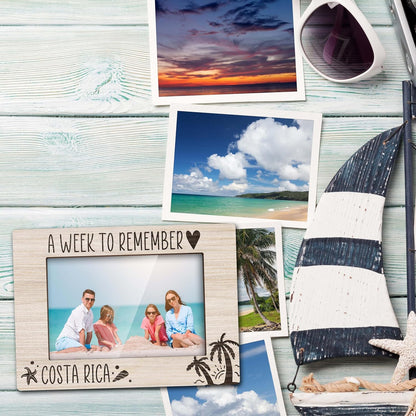 Costa Rica Picture Travel Frame, Beach Theme Frame, Family Vacation Picture Frame, Gifts for Couples, Couple Picture Frames 4X6, Wooden Photo Frame -L01