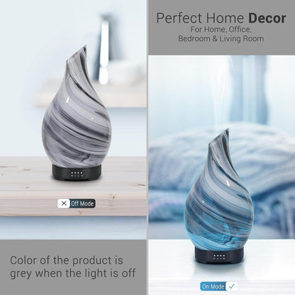 Essential Oil Diffuser 120Ml Ultrasonic Aromatherapy Diffuser with Handmade Glass BPA Free Waterless Auto-Off, 4 Timer Setting 7 Colors Changed LED for Home Yoga Office