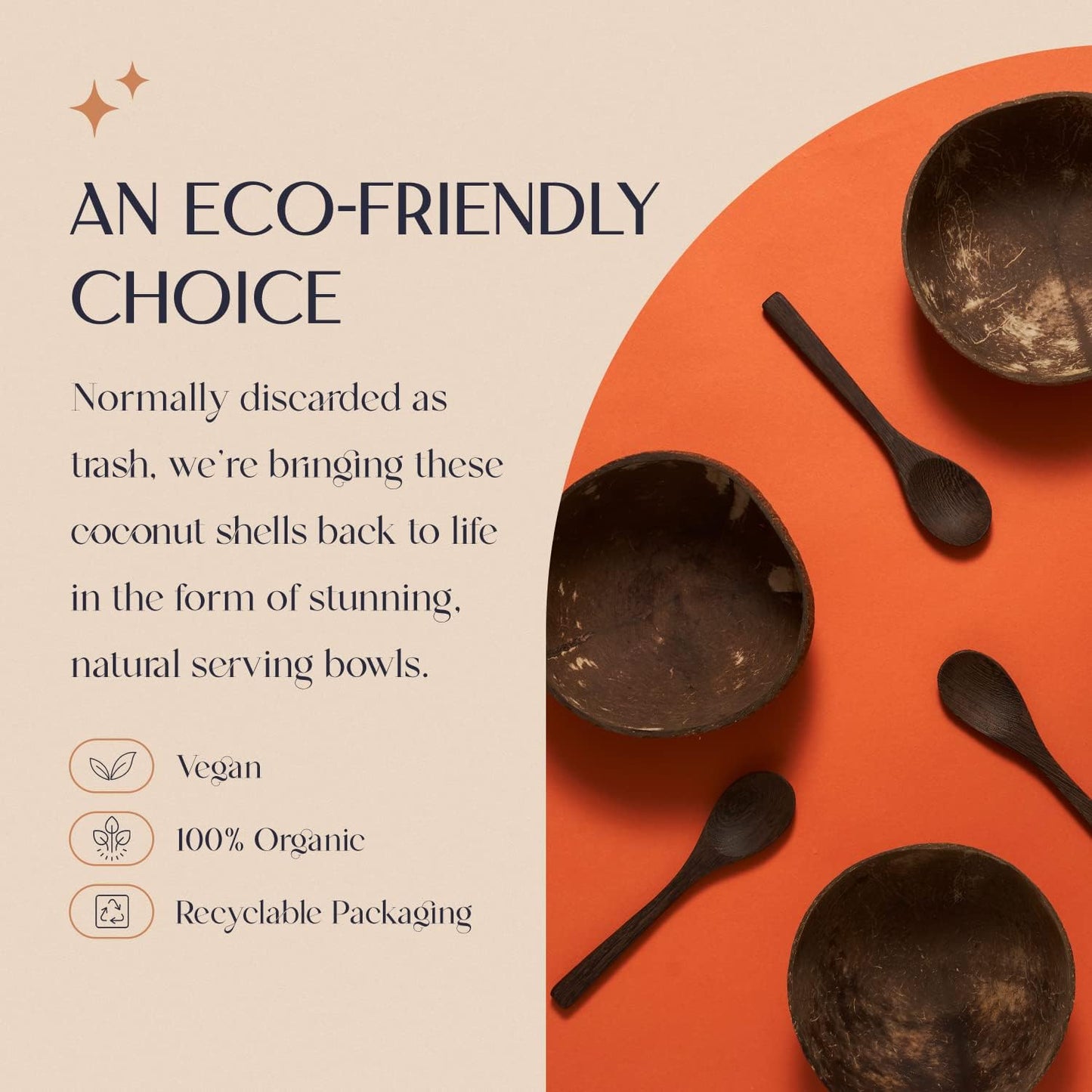 Coconut Bowl Set with Wooden Spoons – Eco-Friendly Acai Bowls, Yogurt Bowls & Smoothie Bowl